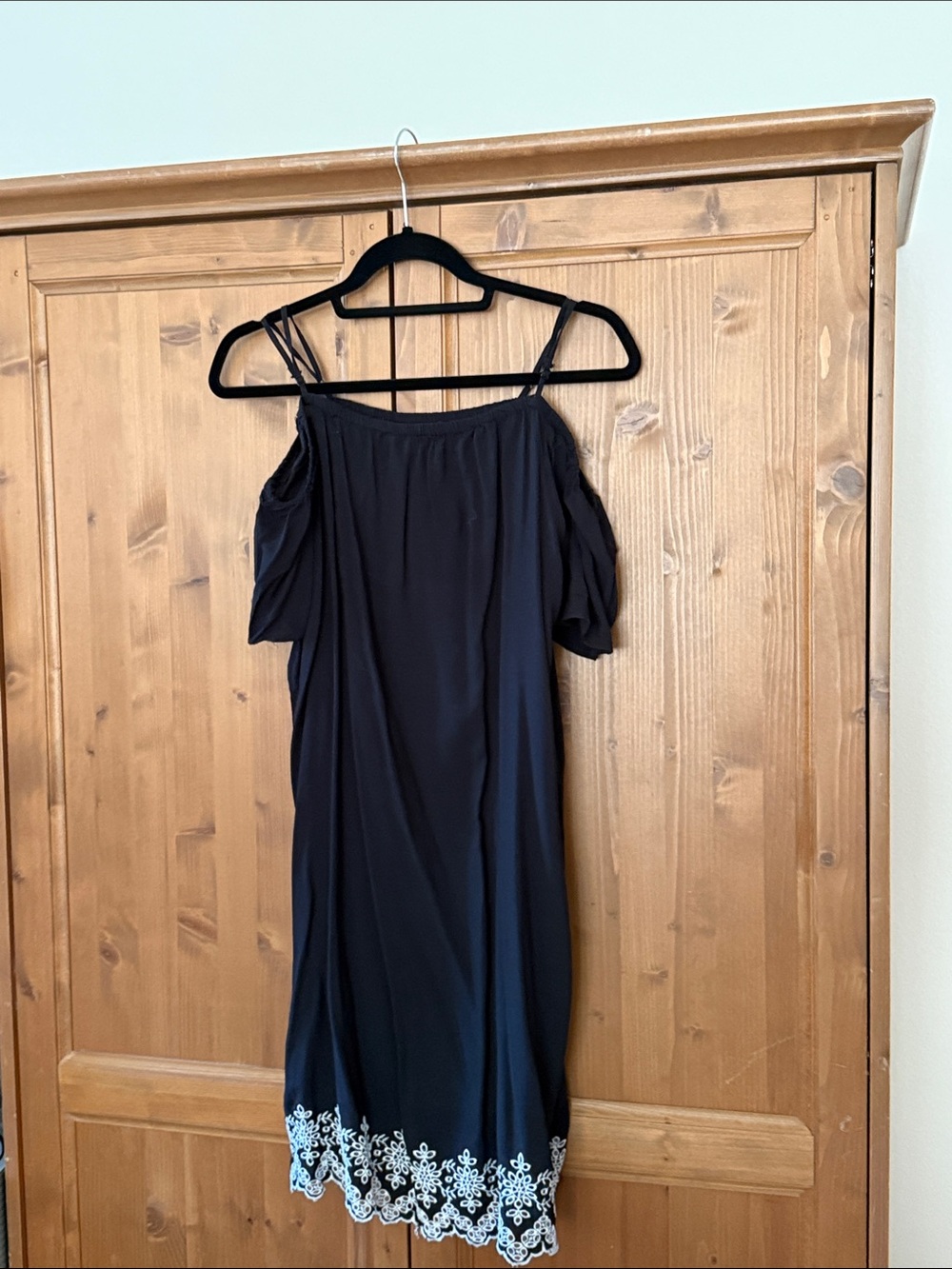 Super cute off the shoulder black Old Nay dress with eyelet embroidery